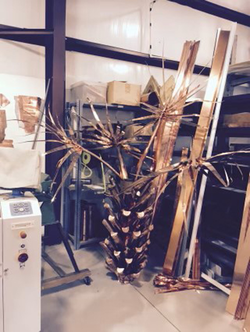 Copper Palm Tree Fountain in Progress