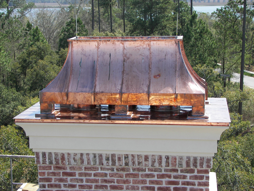 Custom Copper Chimney Cap - installed
